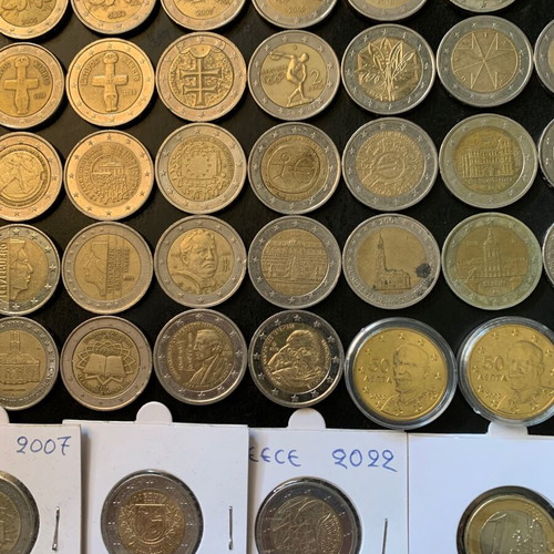 2 Euro Coin Collection used, 50 pcs plus 1€ and 50 cent unc 2002