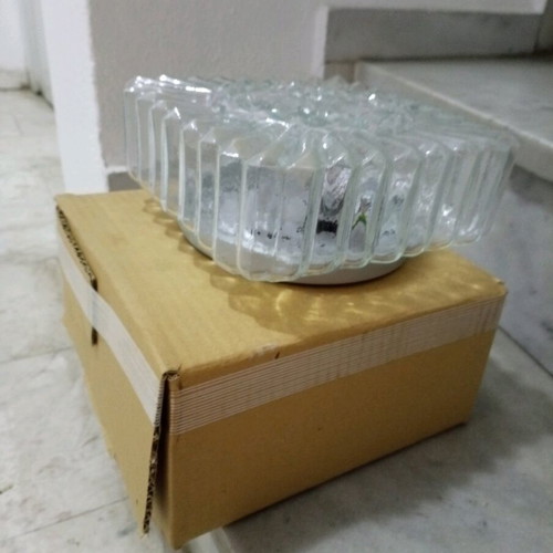 Glass Ceiling Wall Lights like new, set of 8, metal base