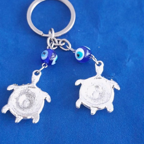 Keychain turtles new, metal blue