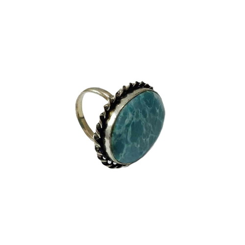Vintage ring with natural larimar stone like new, silver blue