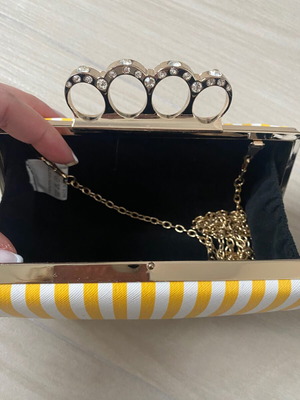 Women's clutch bag like new with unique summer design white and yellow