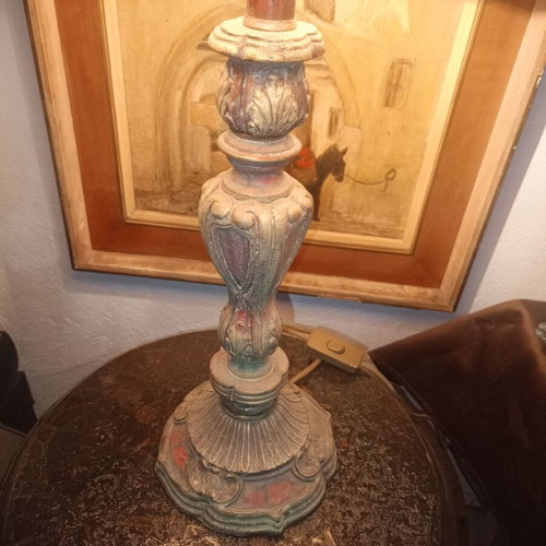 Retro lamp like new with embroidered shade