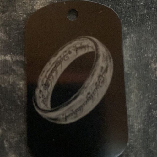 The One Ring keychain like new, black laser engraved
