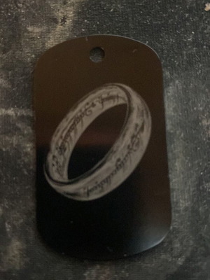 The One Ring keychain like new, black laser engraved