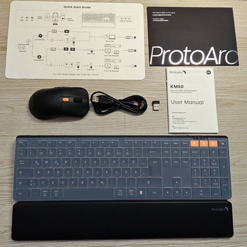 ProtoArc Bluetooth Wireless Keyboard and Mouse Rechargeable QWERTZ Layout