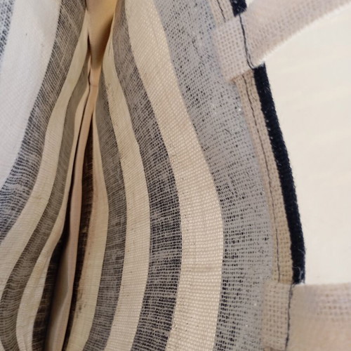 Beach bag from jute with striped black print, new