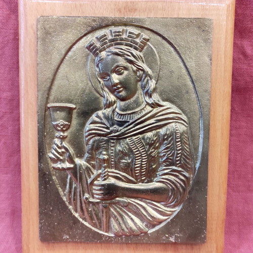 Light Howitzer Bronze Plaque with Saint Barbara Image like new