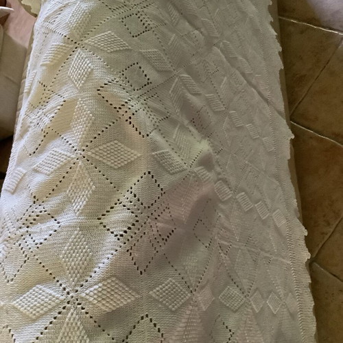 Handmade crocheted blanket, cotton yarn, 200x223 cm