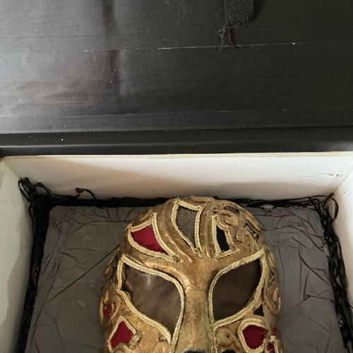Venetian mask handmade new, artwork with stand and box
