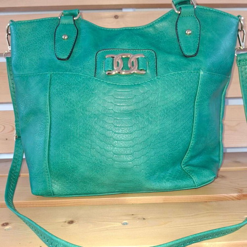 Shoulder bag new, large capacity, green and gold