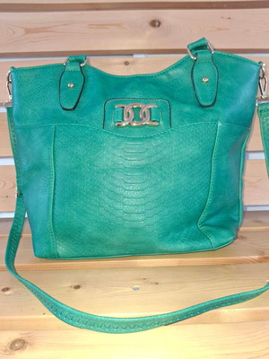 Shoulder bag new, large capacity, green and gold