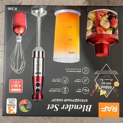 Raf hand blender R-296 1000W red new with stainless steel rod