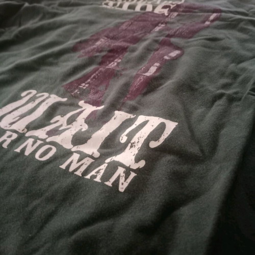Men's long-sleeve shirt used dark green with print