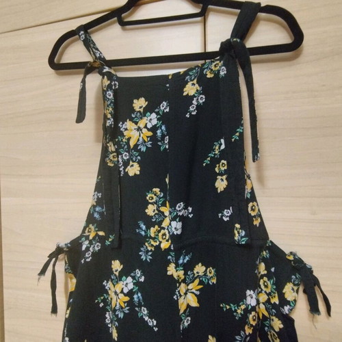 Black Jumpsuit With Yellow Flowers 100% Viscose Like New