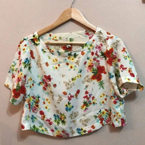 Floral crop top DeFacto like new, blue and red, sizes S/M