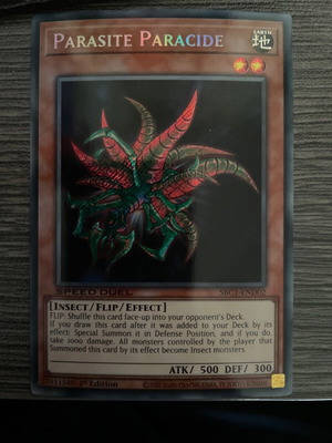 Parasite Paracide Yu-Gi-Oh! card like new with protective sleeve