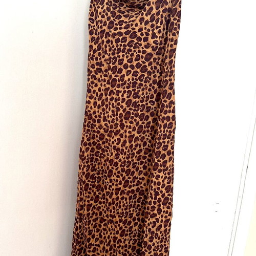 Midi slip dress with leopard print and cowl neck, like new