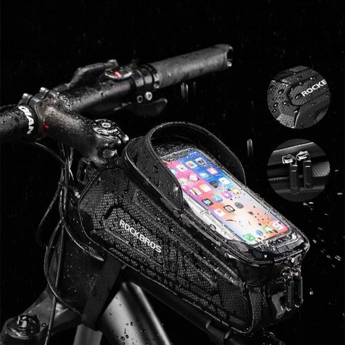 Rockbros B68-1 armored bicycle bag with phone holder 1.7l, black