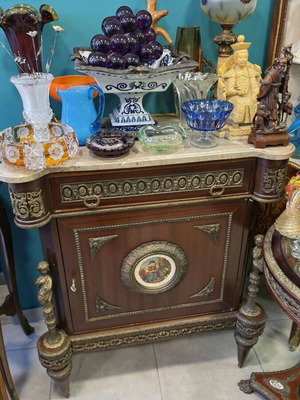 Antique Napoleon III Commode with Marble and Bronze, like new