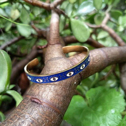Steel bracelet with enamel like new, gold color
