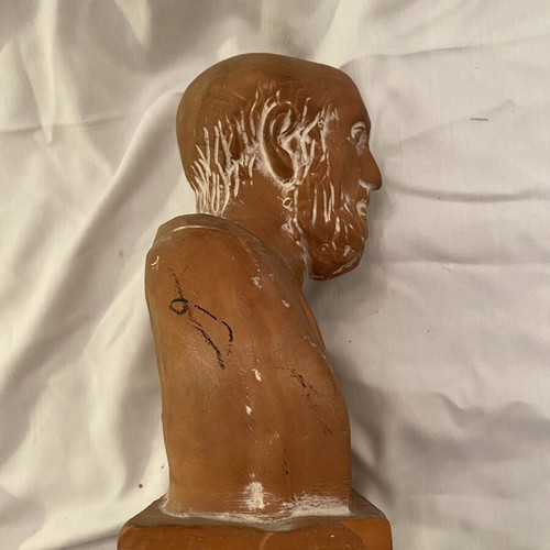 Hippocrates statue used, terracotta hand-pressed sculpture