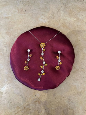 Necklace and earrings set new, stainless steel with silver chain