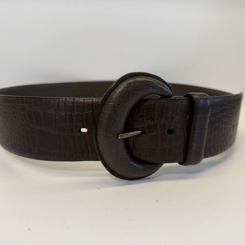 Brown leather belt Benetton with croc texture like new