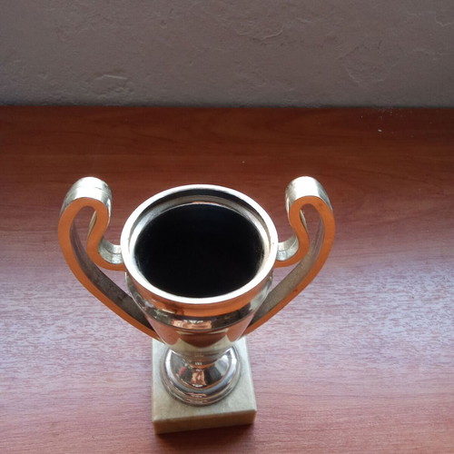 Small Champions League replica trophy on marble base like new, 2000s