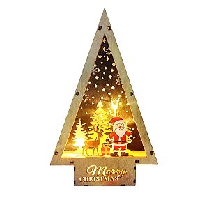 Χριστουγεννιάτικο Ξύλινο Κρεμαστό Σπιτάκι με Φως