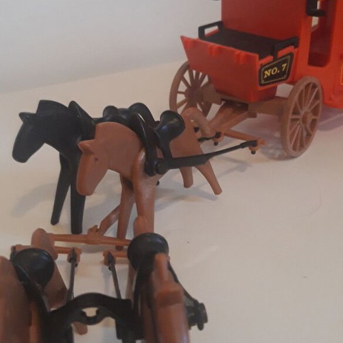 Playmobil vintage 90's carriage with four horses used