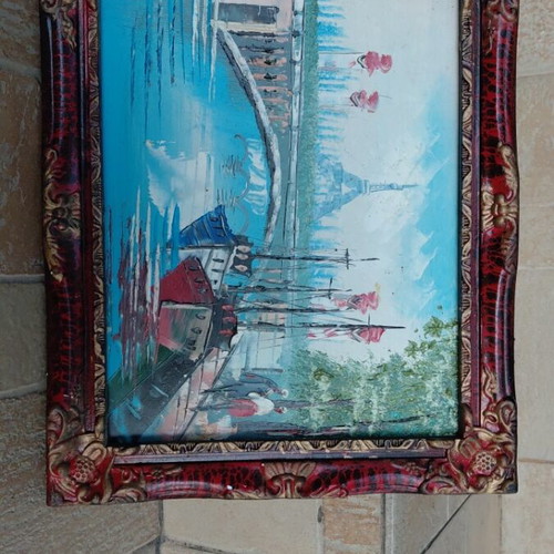 Impressionist Parisian Painting with Eiffel Tower by Caroline B like new