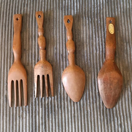 Vintage wooden forks and spoons used, decorative