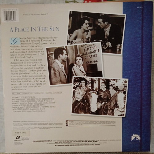 A Place in the Sun LaserDisc like new, drama