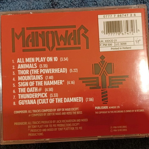 Manowar Sign of the Hammer CD used, signed by Ross the Boss