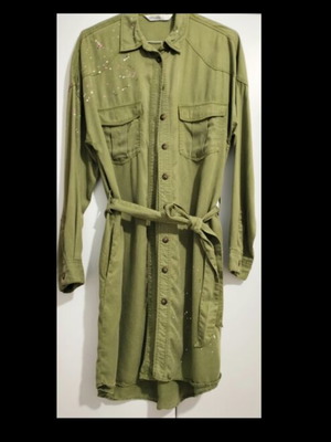 Denim dress Zara in olive color like new