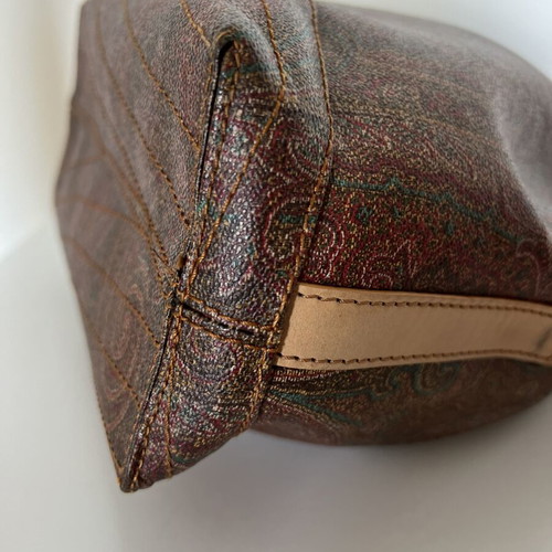 Etro Paisley Print Bucket Bag used, shoulder, brown