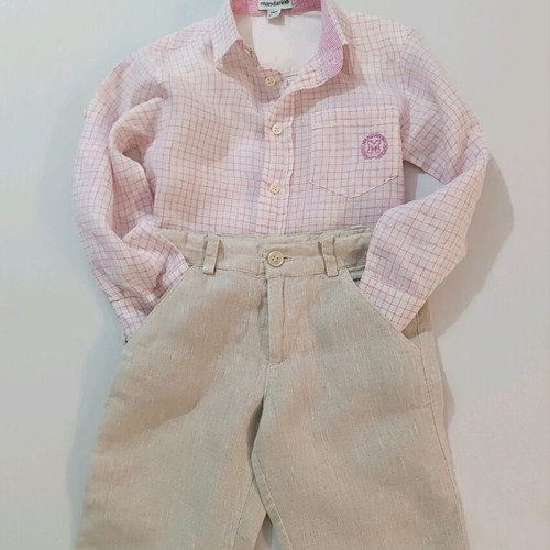 Mandarino linen boy set 2 years like new