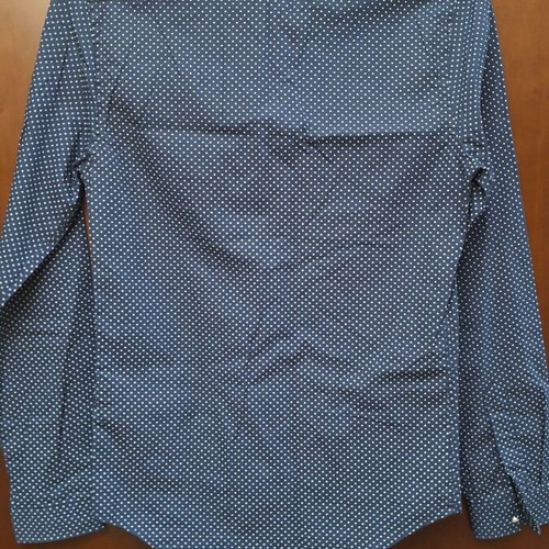 Zara Man slim fit men's shirt, navy blue with white crosses, size S