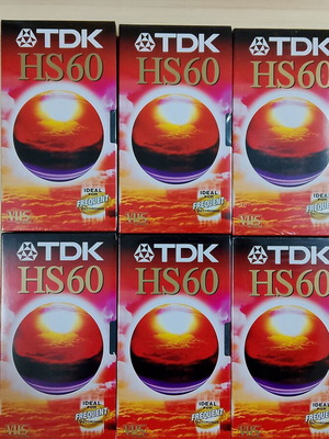 TDK VHS HS60 video cassettes new, pack of 6