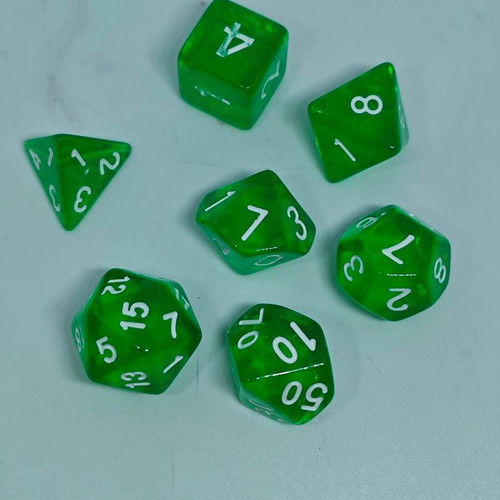 Set of 7 transparent dice for RPG and board games like new