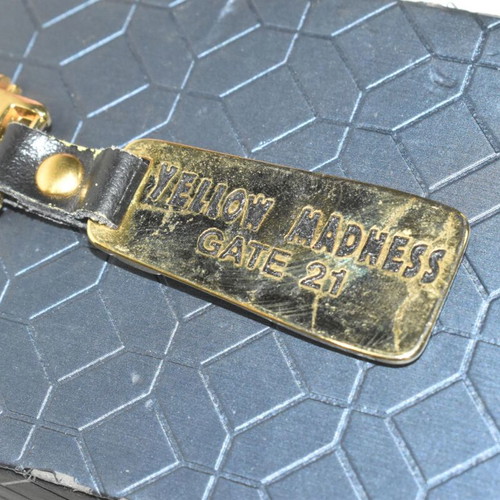 Vintage AEK Athens Gate 21 metal keychain used, collectible