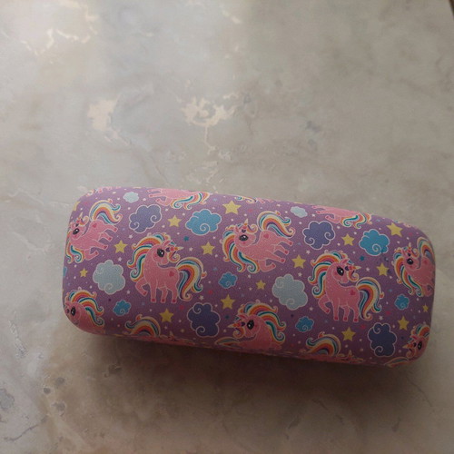 Hard case for children's glasses used with unicorn design