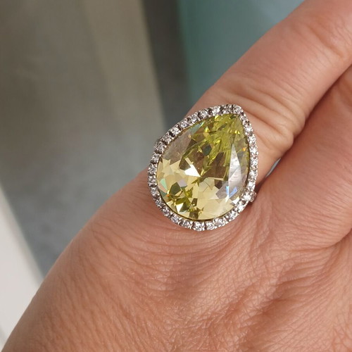 Oxette silver 925 ring with sparkling crystals, 16 mm
