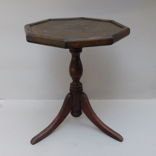 Octagonal coffee table used with marquetry, oak, antique
