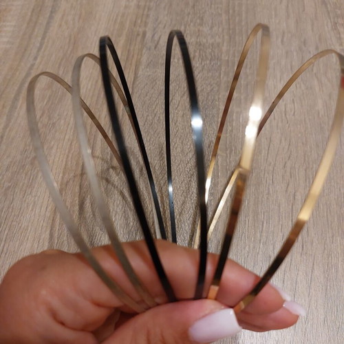 Set of 3 double metal hairbands in black, silver, and gold