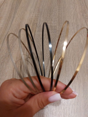 Set of 3 double metal hairbands in black, silver, and gold