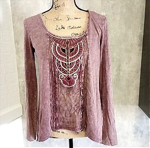 100% βαμβάκι, λεπτή γυναικεία μπλούζα με μανίκια . Sale Khujo cotton blouse. Boho style blouse