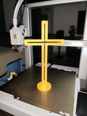 Decorative 3D printed cross with gold metallic finish new