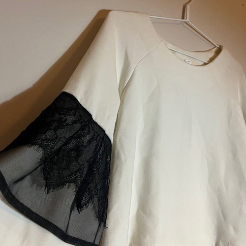 White blouse with lace used, size M