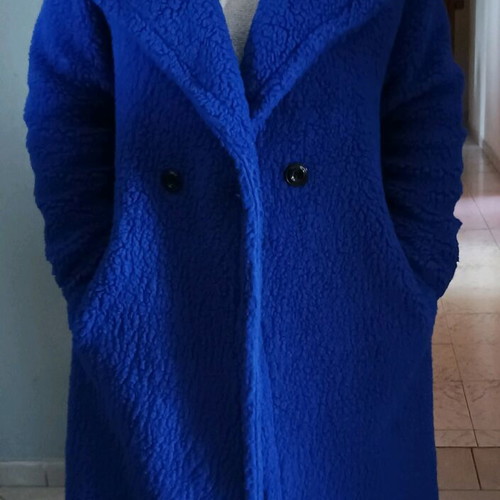Teddy coat used, electric blue, one size, made in Italy